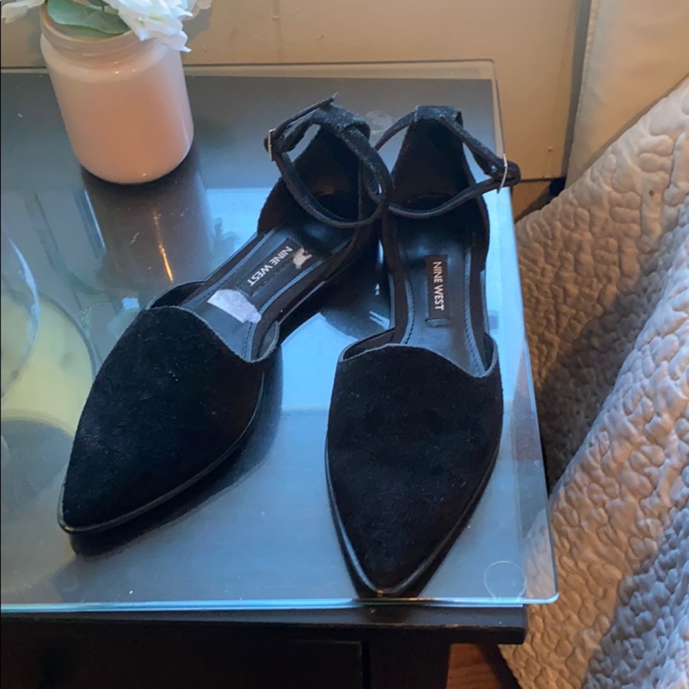 Nine West black suede flats